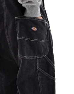 Dickies Classic Denim Dungarees In Washed Black For Men -Dickies Sales Store 206690679 4