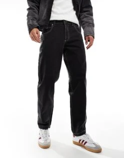 Dickies Garyville Relaxed Straight Fit Denim Jeans In Washed Black For Men