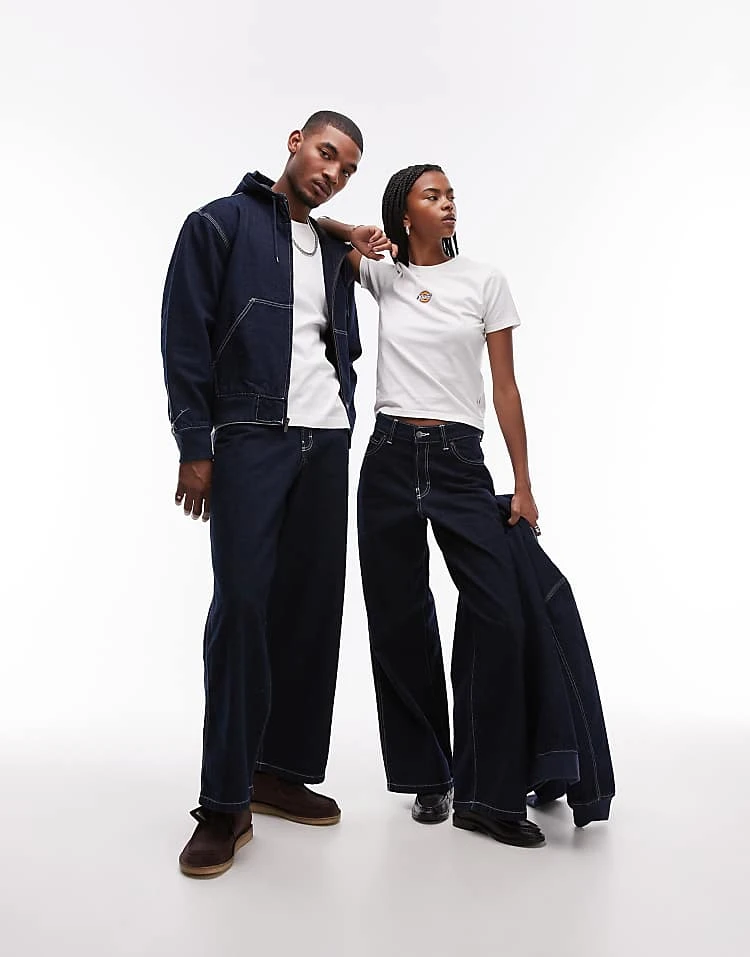 Dickies Loose Wave Wide Leg Denim Jeans In Rinsed Dark Blue For Unisex 8 Dickies Loose Wave Wide Leg Denim Jeans In Rinsed Dark Blue For Unisex - Image 6