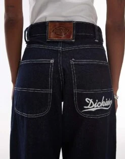 Dickies Loose Wave Wide Leg Denim Jeans In Rinsed Dark Blue For Unisex 11 Dickies Loose Wave Wide Leg Denim Jeans In Rinsed Dark Blue For Unisex -Dickies Sales Store 207711045 4