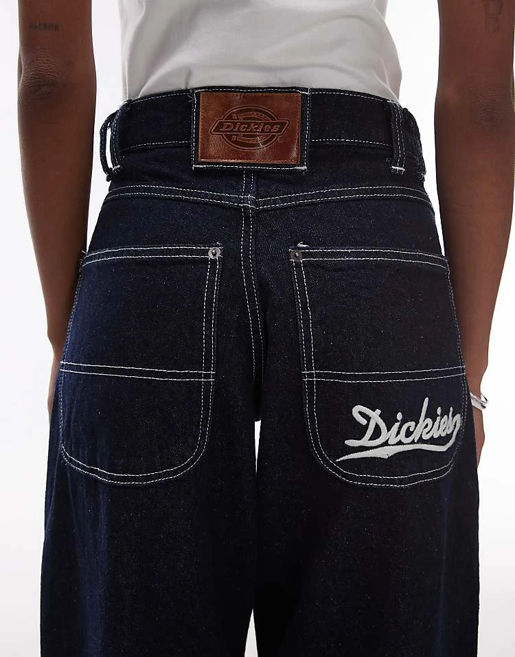 Dickies Loose Wave Wide Leg Denim Jeans In Rinsed Dark Blue For Unisex 6 Dickies Loose Wave Wide Leg Denim Jeans In Rinsed Dark Blue For Unisex - Image 4