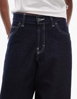 Dickies Loose Wave Wide Leg Denim Jeans In Rinsed Dark Blue For Unisex 12 Dickies Loose Wave Wide Leg Denim Jeans In Rinsed Dark Blue For Unisex -Dickies Sales Store 207711045 5