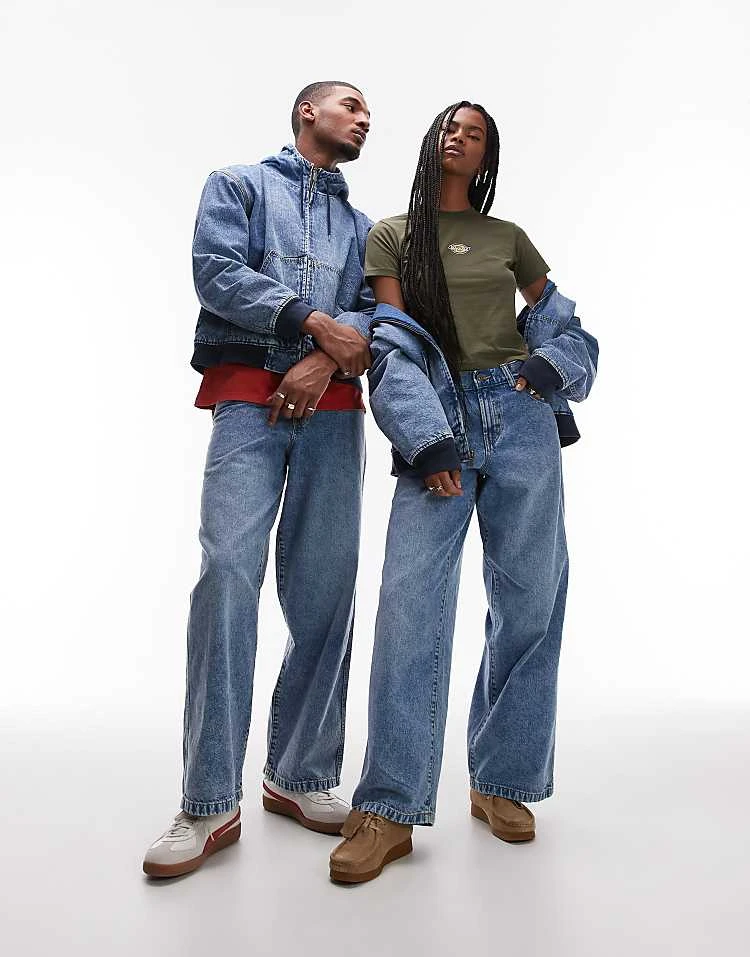 Dickies Loose Wave Wide Leg Denim Jeans In Light Blue Fade For Unisex 8 Dickies Loose Wave Wide Leg Denim Jeans In Light Blue Fade For Unisex - Image 6