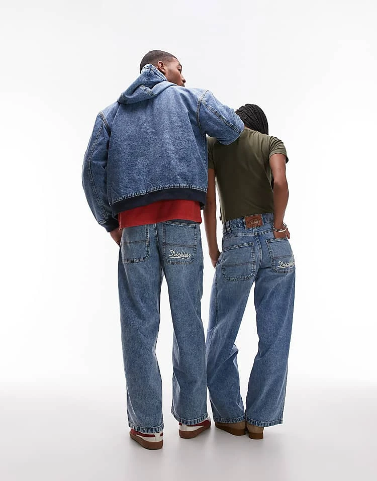 Dickies Loose Wave Wide Leg Denim Jeans In Light Blue Fade For Unisex 4 Dickies Loose Wave Wide Leg Denim Jeans In Light Blue Fade For Unisex - Image 2