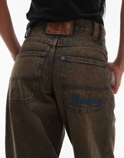 Dickies Loose Wave Wide Leg Denim Jeans In Indigo With Brown Wash For Unisex -Dickies Sales Store 207711048 4