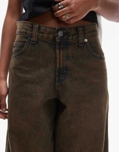 Dickies Loose Wave Wide Leg Denim Jeans In Indigo With Brown Wash For Unisex -Dickies Sales Store 207711048 5