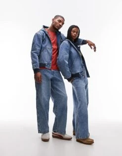 Dickies Loose Wave Hooded Denim Jacket In Light Blue Fade For Unisex -Dickies Sales Store 207711107 3