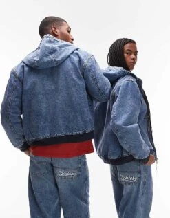 Dickies Loose Wave Hooded Denim Jacket In Light Blue Fade For Unisex -Dickies Sales Store 207711107 4