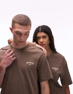 Dickies Pizza Graphic Back Print T-shirt In Brown- Exclusive To ASOS For Unisex -Dickies Sales Store 207711467 3