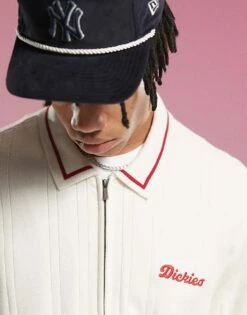 Dickies Lewistown Striped Knitted Cardigan In Off White For Men -Dickies Sales Store 207972706 3