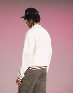 Dickies Lewistown Striped Knitted Cardigan In Off White For Men -Dickies Sales Store 207972706 4