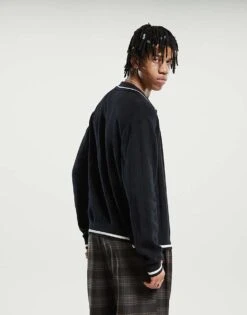 Dickies Lewistown Striped Knitted Cardigan In Black For Men -Dickies Sales Store 207972775 3