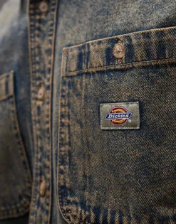 Dickies Houston Long Sleeve Denim Shirt In Indigo With Yellow Fade For Men -Dickies Sales Store 207972954 3