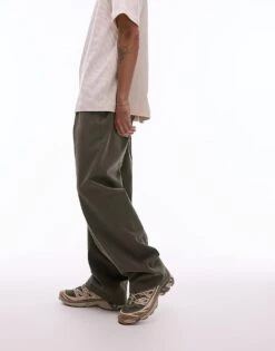 Dickies Unionville Pleated Wide Leg Work Trousers In Khaki Green For Men -Dickies Sales Store 207972964 3