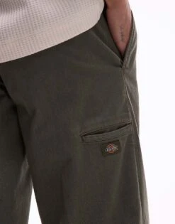 Dickies Unionville Pleated Wide Leg Work Trousers In Khaki Green For Men -Dickies Sales Store 207972964 4