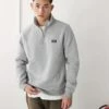 Dickies Oakport Small Logo Quarter Zip Jumper In Grey Marl For Men -Dickies Sales Store 207973003 1 grey