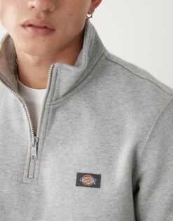 Dickies Oakport Small Logo Quarter Zip Jumper In Grey Marl For Men -Dickies Sales Store 207973003 3