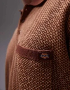Dickies Rocky Knitted Polo Shirt In Dark Tan For Men -Dickies Sales Store 207973036 3