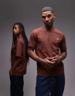 Dickies Mapleton Small Logo T-shirt In Cappuccino Brown For Unisex