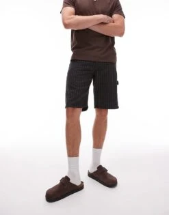 Dickies Pinstripe Carpenter Shorts In Black And Off White For Men -Dickies Sales Store 207973272 3