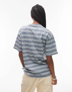 Dickies Lewistown Striped T-shirt In Mid Blue And Off White For Unisex -Dickies Sales Store 207973300 4