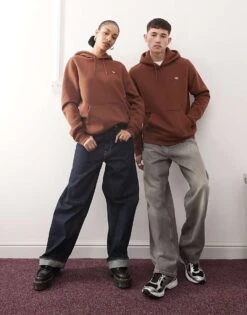 Dickies Oakport Small Logo Hoodie In Cappuccino Brown For Unisex -Dickies Sales Store 207973346 4