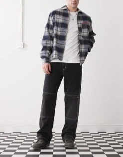 Dickies Double Knee Baggy Denim Jeans In Washed Black For Men