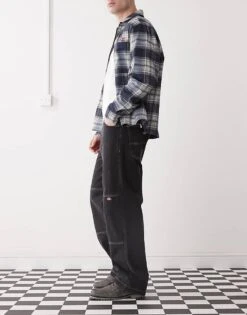 Dickies Double Knee Baggy Denim Jeans In Washed Black For Men -Dickies Sales Store 207973442 3