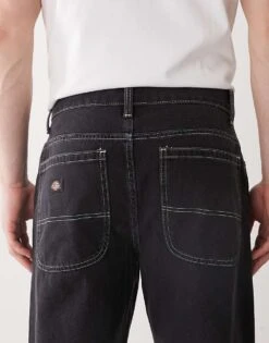 Dickies Double Knee Baggy Denim Jeans In Washed Black For Men -Dickies Sales Store 207973442 4