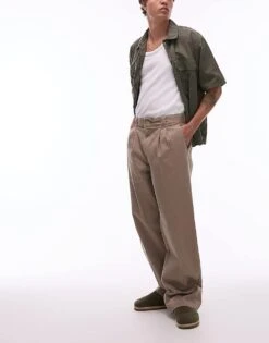 Dickies Unionwille Pleated Wide Leg Work Trousers In Light Tan For Men -Dickies Sales Store 207973556 1 tan 1