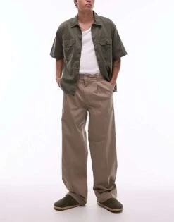 Dickies Unionwille Pleated Wide Leg Work Trousers In Light Tan For Men -Dickies Sales Store 207973556 4