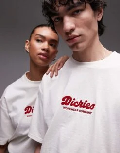 Dickies Lewistown Embroidered Central Logo T-shirt In Off White For Unisex -Dickies Sales Store 207973635 3