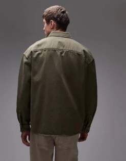 Dickies Houston Long Sleeve Denim Shirt In Khaki Green For Men -Dickies Sales Store 207973722 2