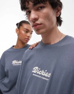 Dickies Lewistown Embroidered Central Logo T-shirt In Mid Blue For Unisex -Dickies Sales Store 207973744 2