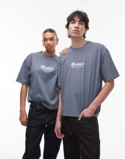 Dickies Lewistown Embroidered Central Logo T-shirt In Mid Blue For Unisex -Dickies Sales Store 207973744 4