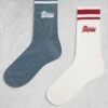 Dickies Lewistown Striped 2 Pack Crew Socks In Off White And Blue For Unisex Multi -Dickies Sales Store 208016746 1 multi