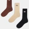Dickies Valley Grove 3 Pack Crew Socks In Brown Multi For Unisex -Dickies Sales Store 208016809 1 brown