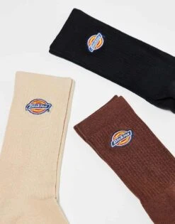 Dickies Valley Grove 3 Pack Crew Socks In Brown Multi For Unisex -Dickies Sales Store 208016809 3