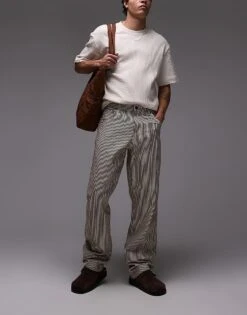 Dickies Garyville Regular Fit Hickory Stripe Trousers In Cappuccino Brown For Men -Dickies Sales Store 208017030 1 brown 1