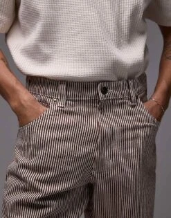 Dickies Garyville Regular Fit Hickory Stripe Trousers In Cappuccino Brown For Men -Dickies Sales Store 208017030 5