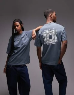 Dickies Oatfield Graphic Back Print T-shirt In Mid Blue For Unisex