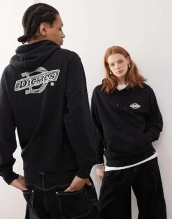 Dickies Wood Logo Back Print Hoodie In Black For Unisex -Dickies Sales Store 208017106 1 black 1